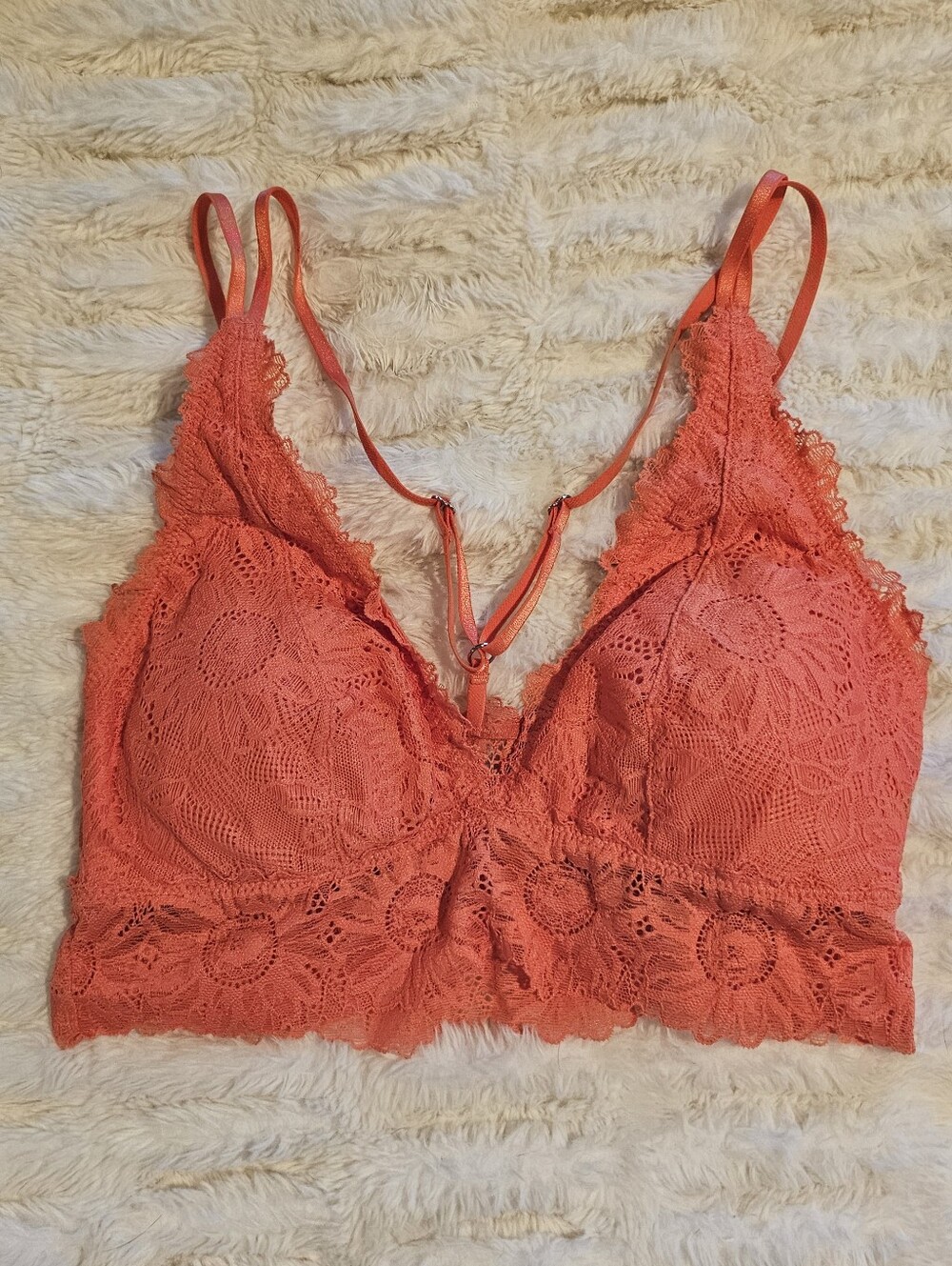 aerie Coral Lace Bralette Small